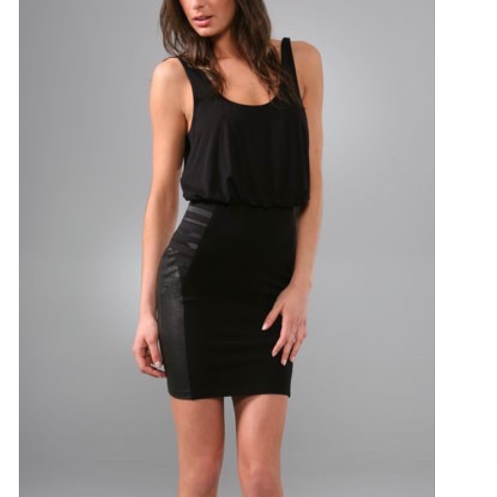 Alice + Olivia Nicky Blouson Dress Leather Panels